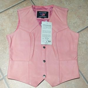 Pink genuine leather vest